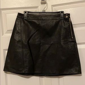 Zara Basic Black Leather Skirt
